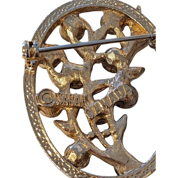 Vintage Sarah Coventry Brooch Pin Gold Tone Floral Branch Themed - Picture 4 of 4